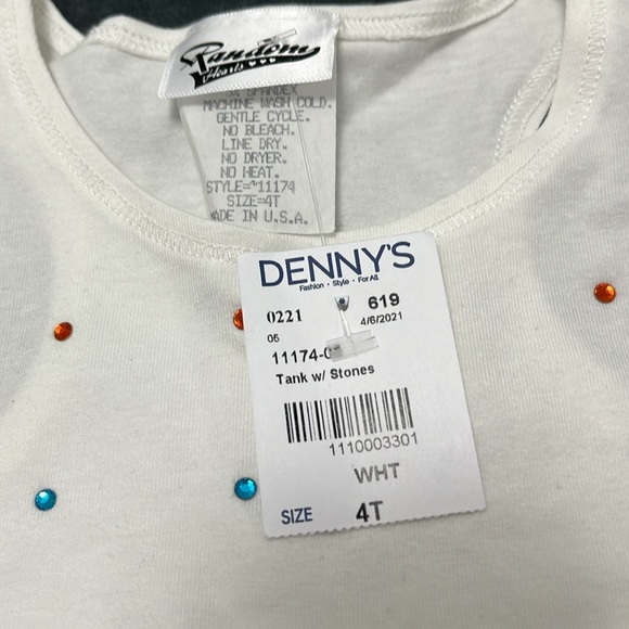 Random Hearts NWT Girls ivory rhinestone tank size 4T - Picture 4 of 6